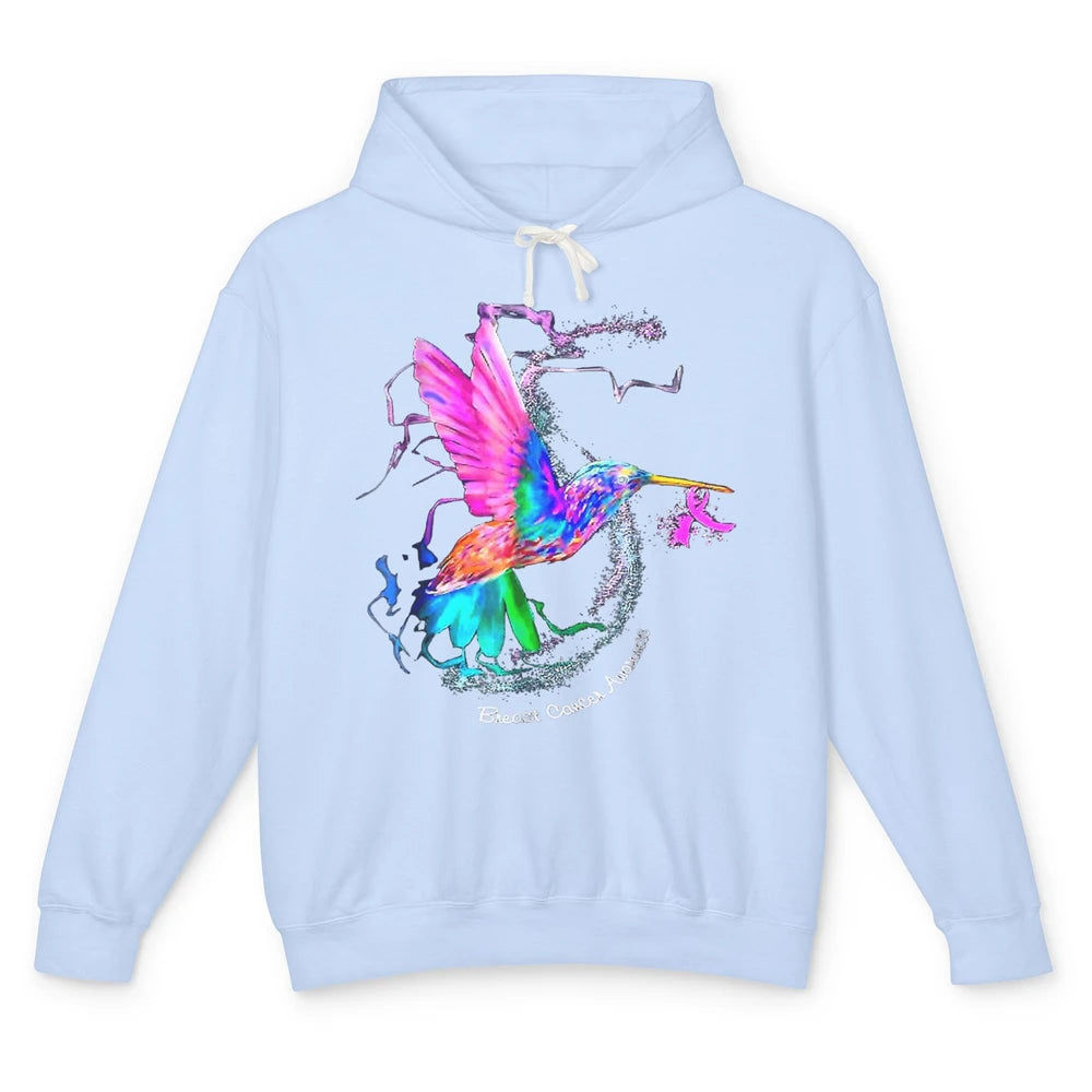 Breast Cancer Awareness Hummingbird Sunflower Pink Ribbon Unisex Lightweight Hoodie