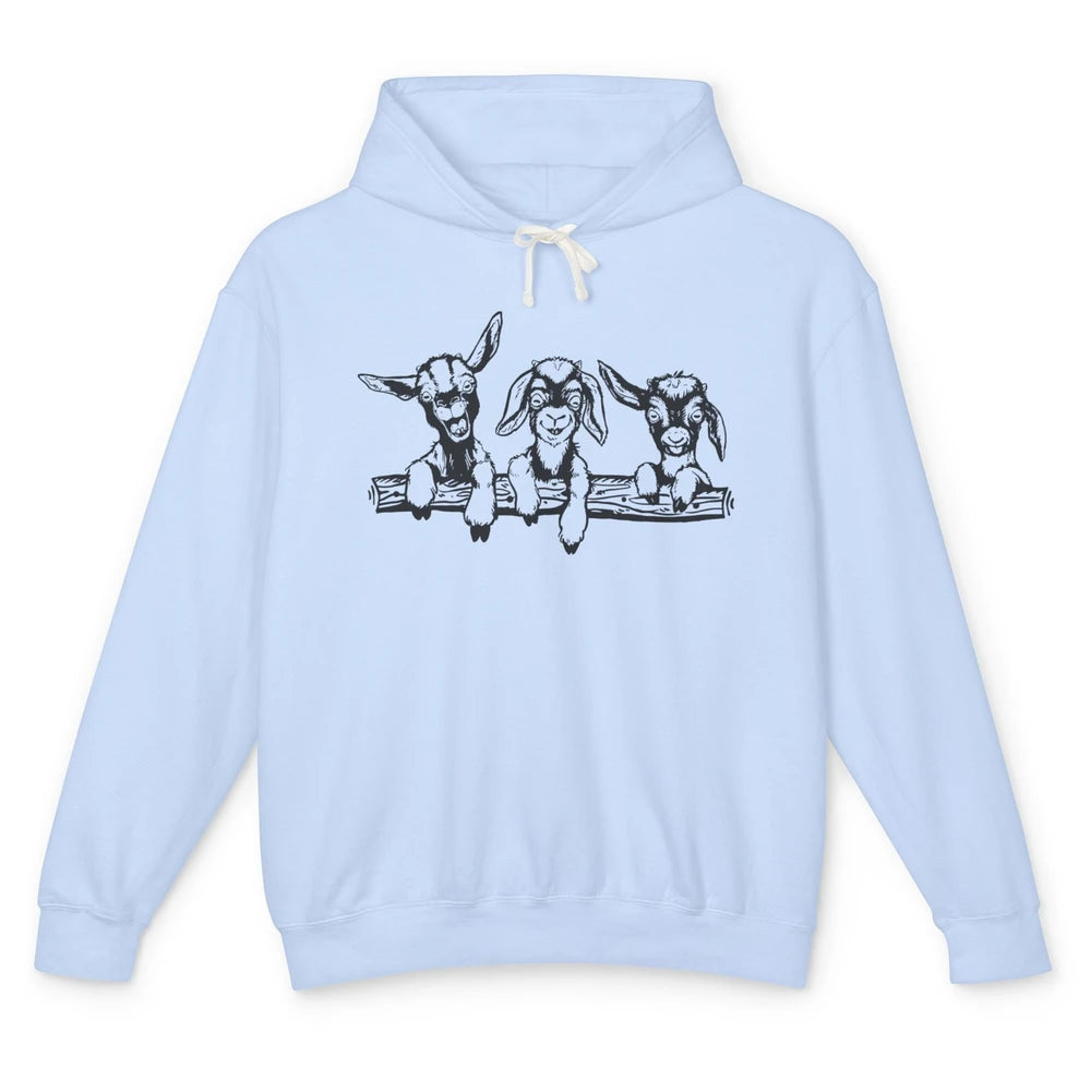 Cute Goats Farm Animal Retro Goat Mom Baby Goat Lovers Gift Unisex Lightweight Hoodie