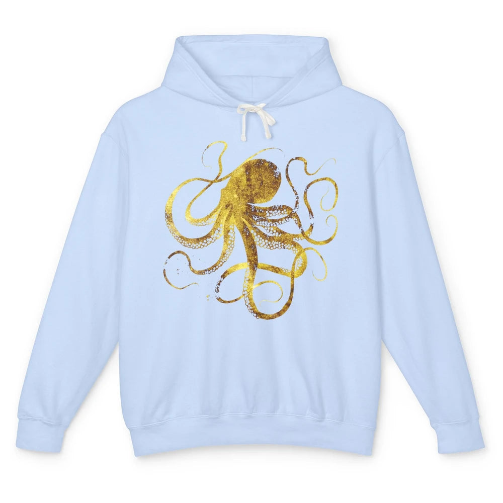 Squid Optical Illusion Octopus Japanese Calligraphy Gyotaku Unisex Lightweight Hoodie