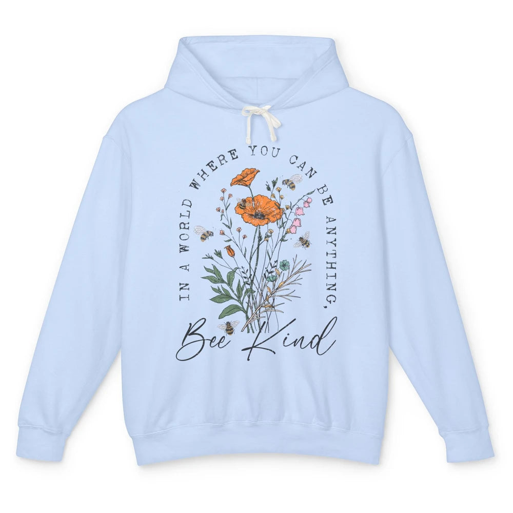 Vintage Bee Kind Daisy Minimalist Positive Mind Wildflower Unisex Lightweight Hoodie