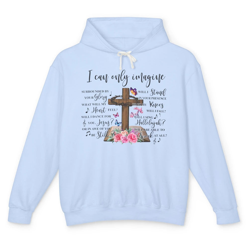 Floral Jesus Cross Butterfly I Can Imagine Christian Gift Unisex Lightweight Hoodie