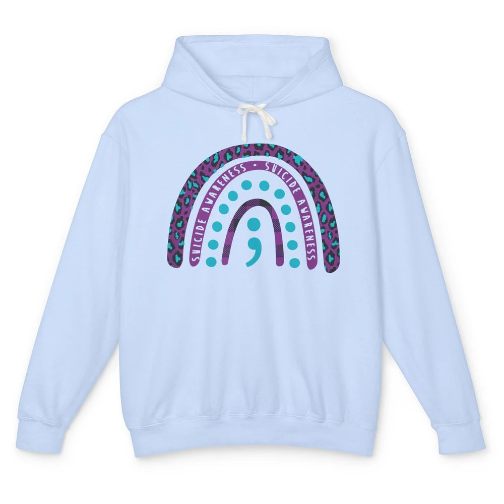 Suicide Awareness Rainbow Semicolon Prevention Psychologist Unisex Lightweight Hoodie