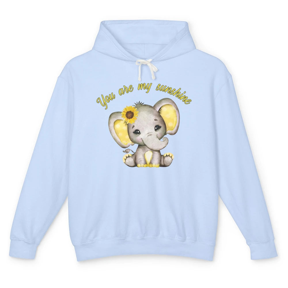 Sunflower Baby Elephant You Are My Sunshine Elephant Mom Unisex Lightweight Hoodie