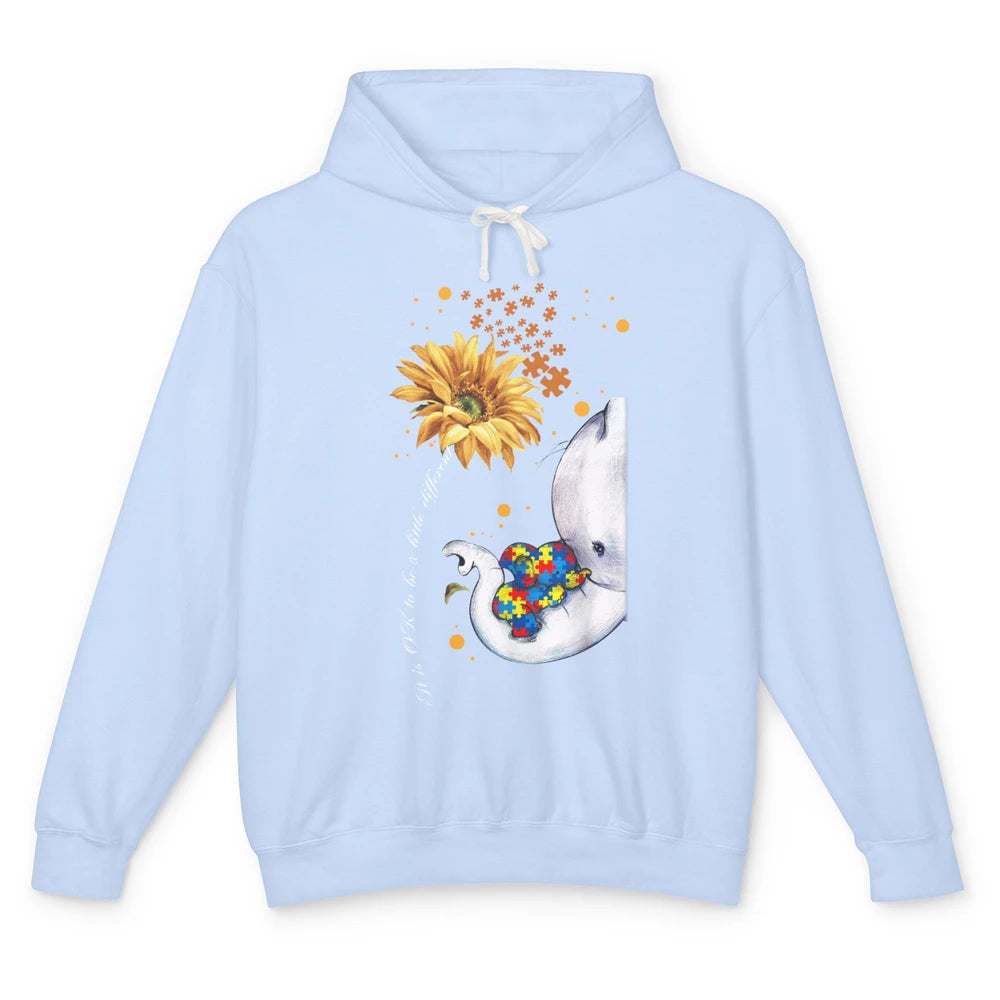 Sunflower Autism Elephant Mom It's Okay To Be Different Unisex Lightweight Hoodie