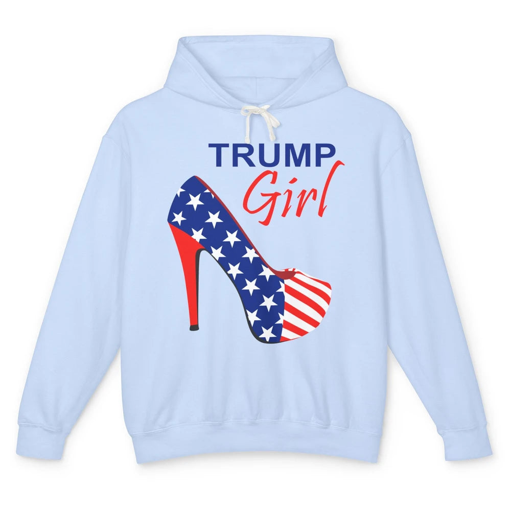 Trump Girl American Flag High Heels Republican Trump Support Unisex Lightweight Hoodie