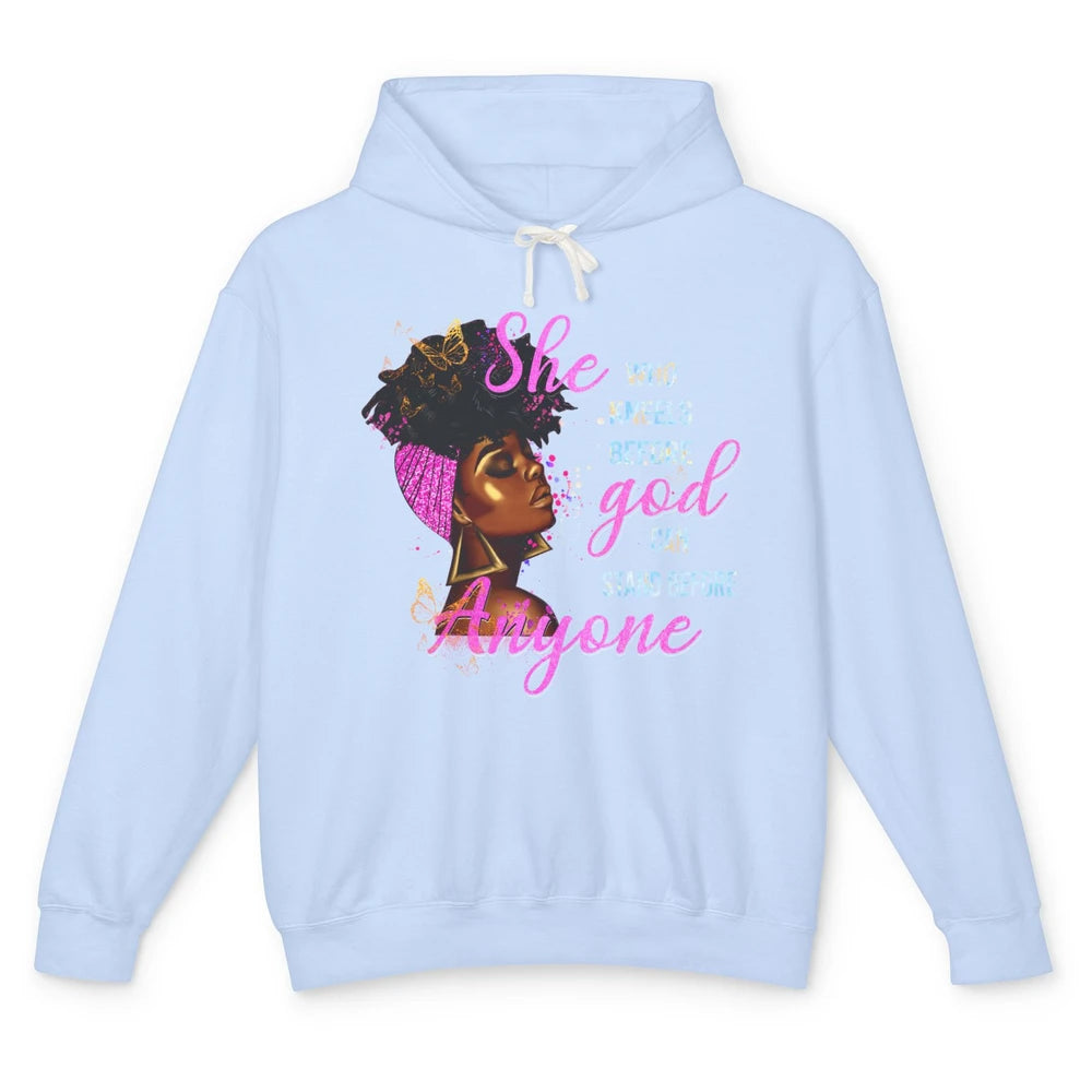 Black Girl She Who Kneels Before God Christian Afro Women Unisex Lightweight Hoodie