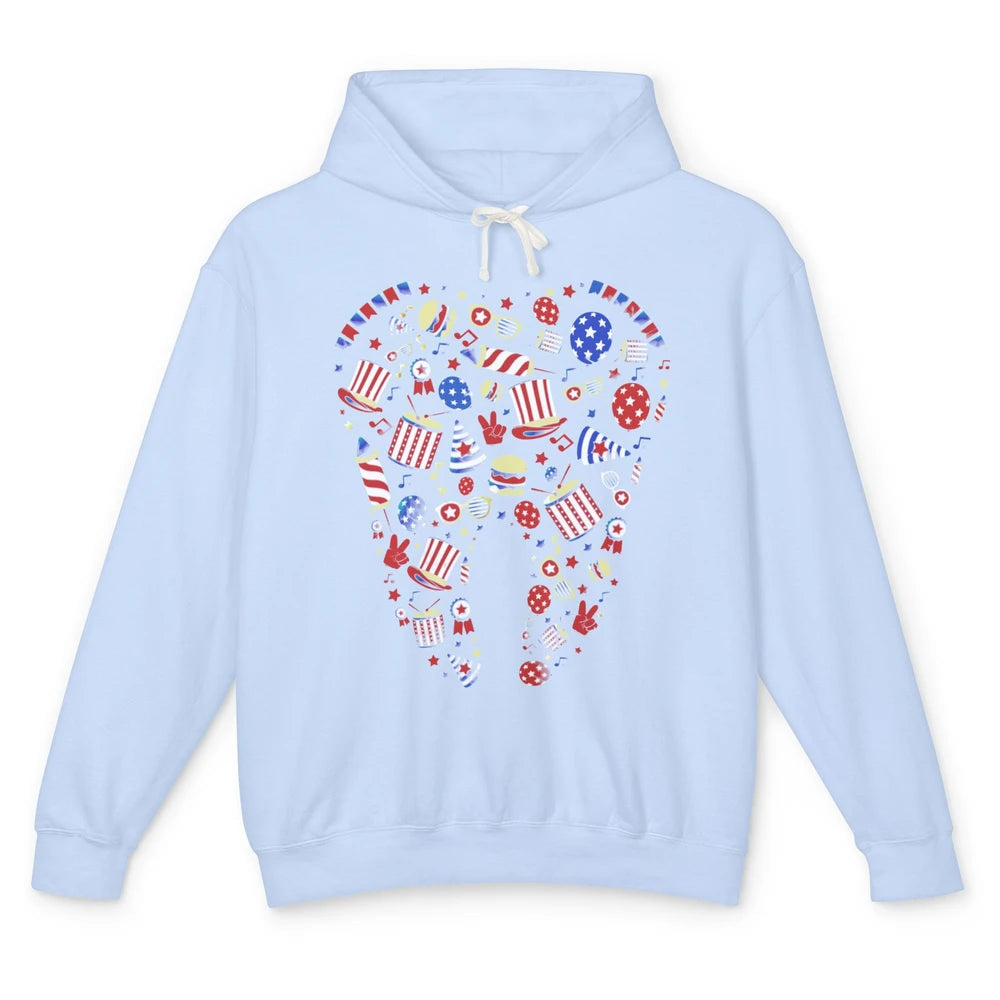 US Flag All American Dental Squad July 4th Patriotic Dentist Unisex Lightweight Hoodie