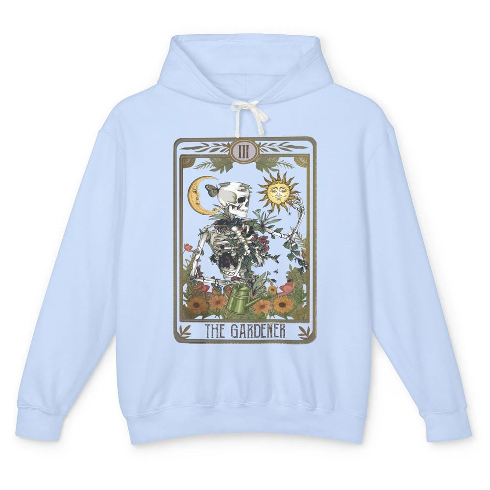 Floral Skeleton Gardening Tarot The Gardener Plant Lovers Unisex Lightweight Hoodie