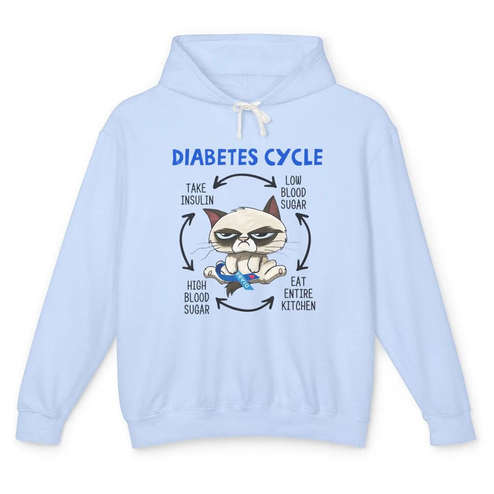 Diabetes Cycle Funny Cat Awareness Insulin Grumpy Warrior Unisex Lightweight Hoodie