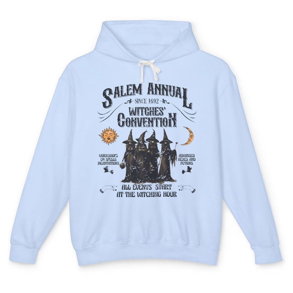 Retro Salem Annual Witches Convention Halloween Witch Magic Unisex Lightweight Hoodie