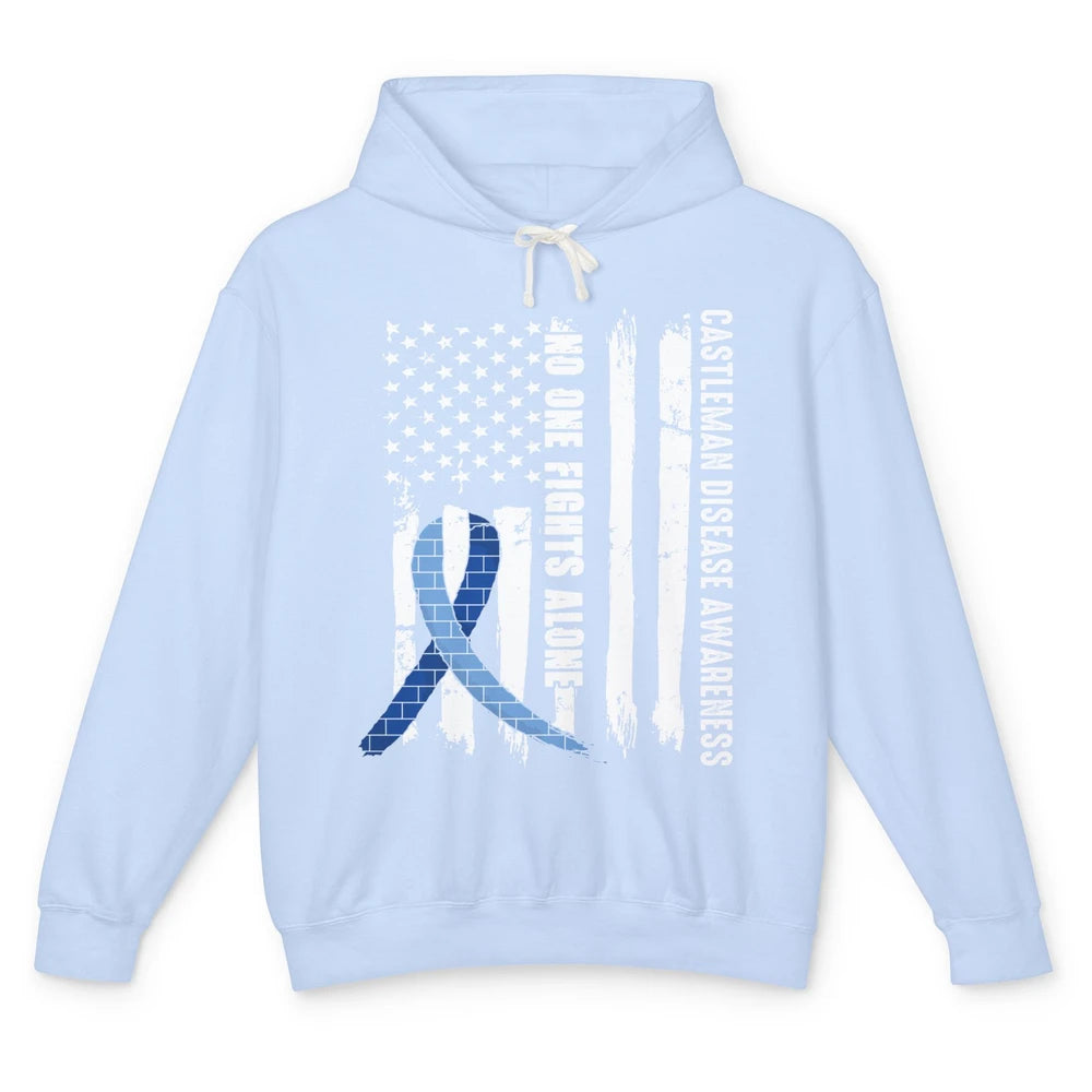 Castleman Disease Awareness Blue Ribbon No One Fight Alone Unisex Lightweight Hoodie