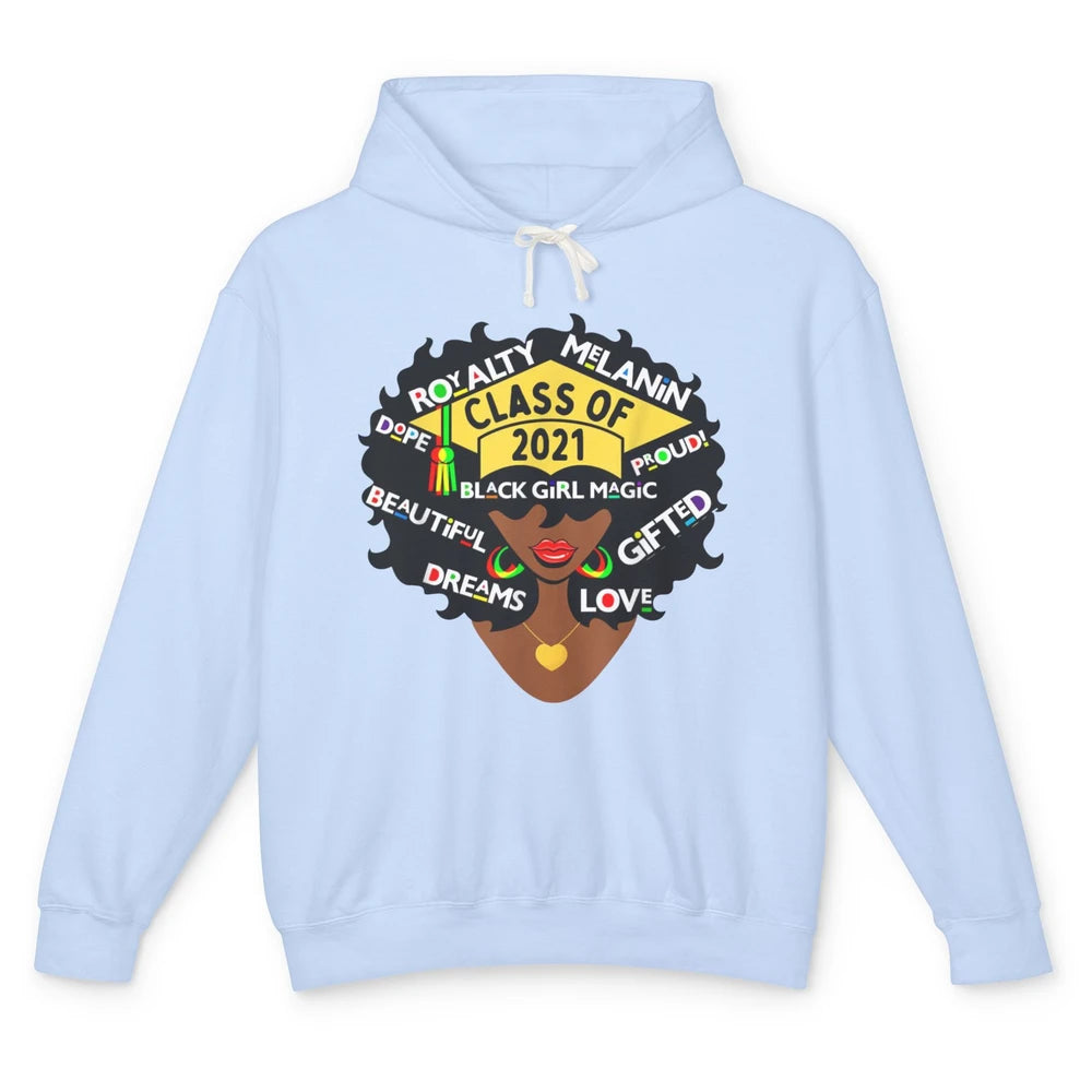 Class Of 2021 Black Educated High School College Graduation Unisex Lightweight Hoodie