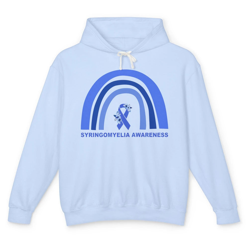 Syringomyelia Awareness Floral Blue Ribbon Rainbow Unisex Lightweight Hoodie