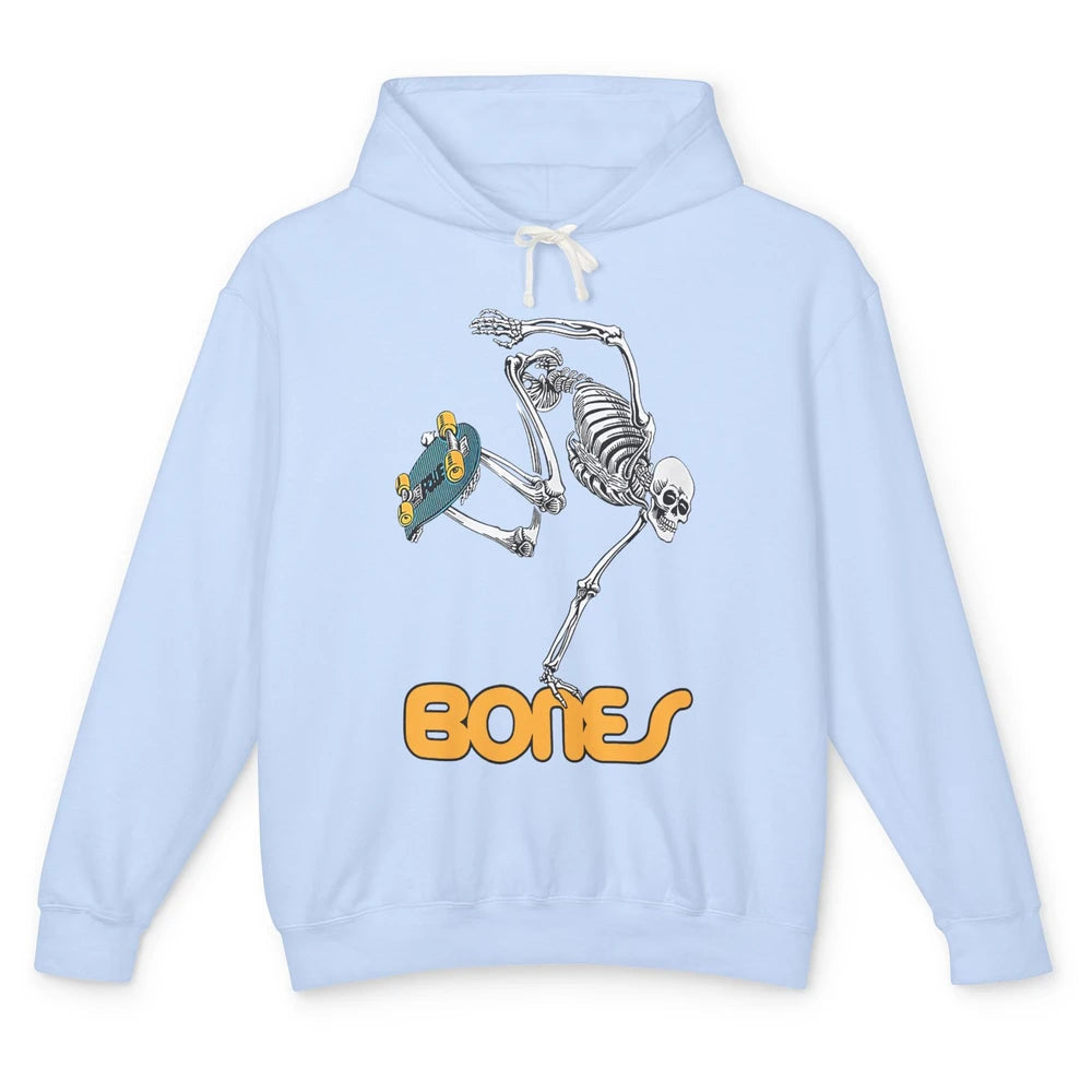 Funny Skeleton Skateboarding Halloween Bones Costume Gift Unisex Lightweight Hoodie