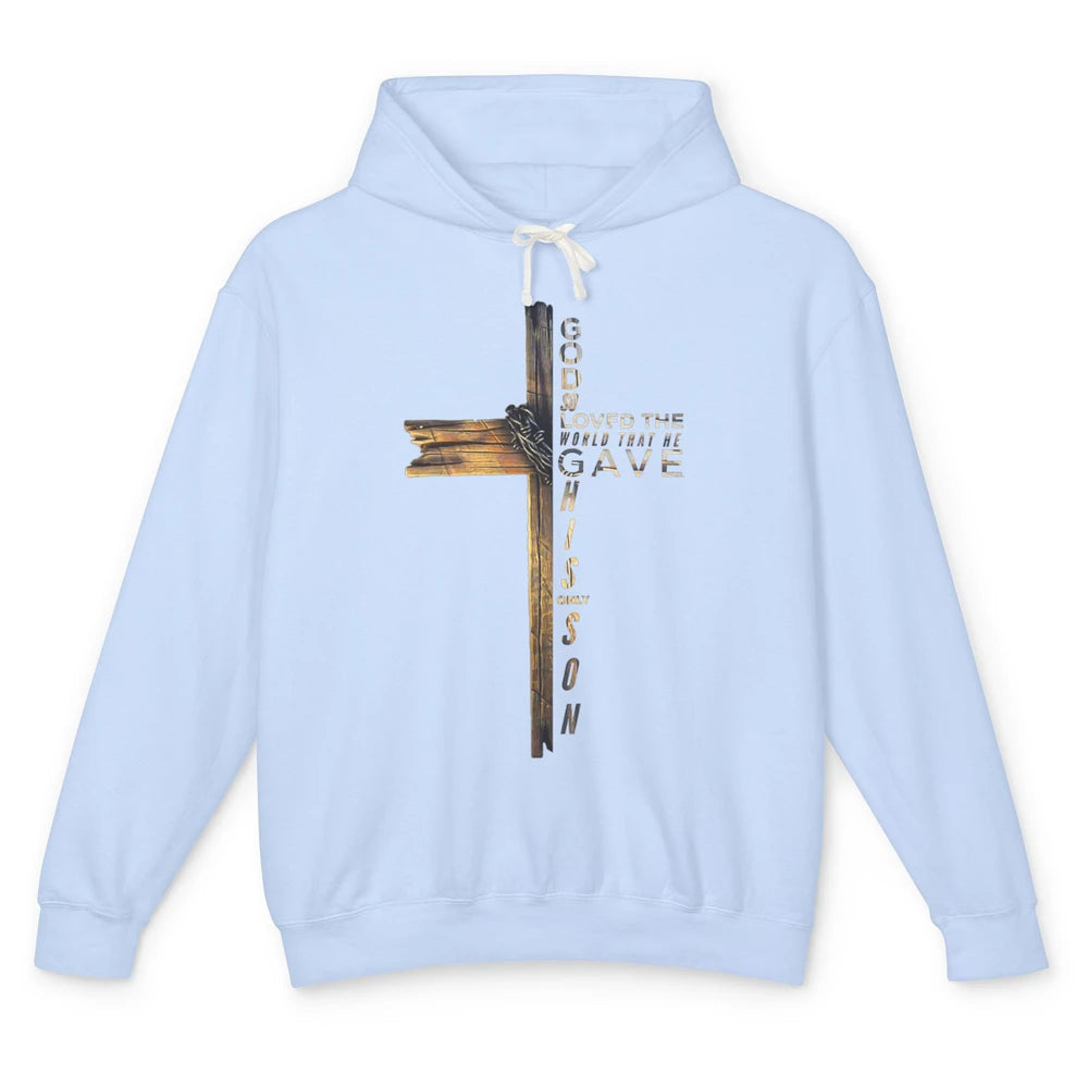 Cross Jesus Christian Bible Verse Religious Faith God Retro Unisex Lightweight Hoodie