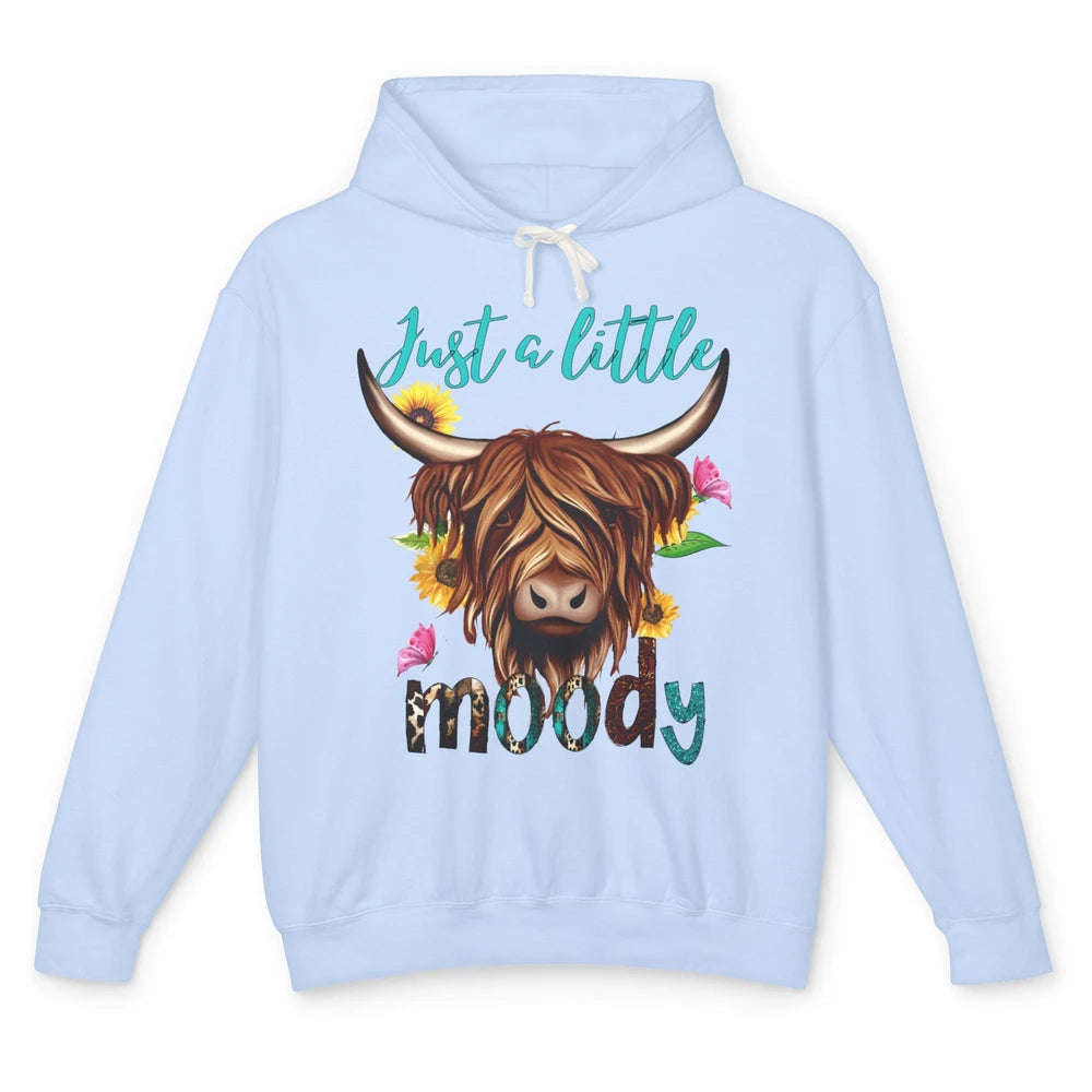 Funny Heifer Cow Just A Little Moody Leopard Western Country Unisex Lightweight Hoodie