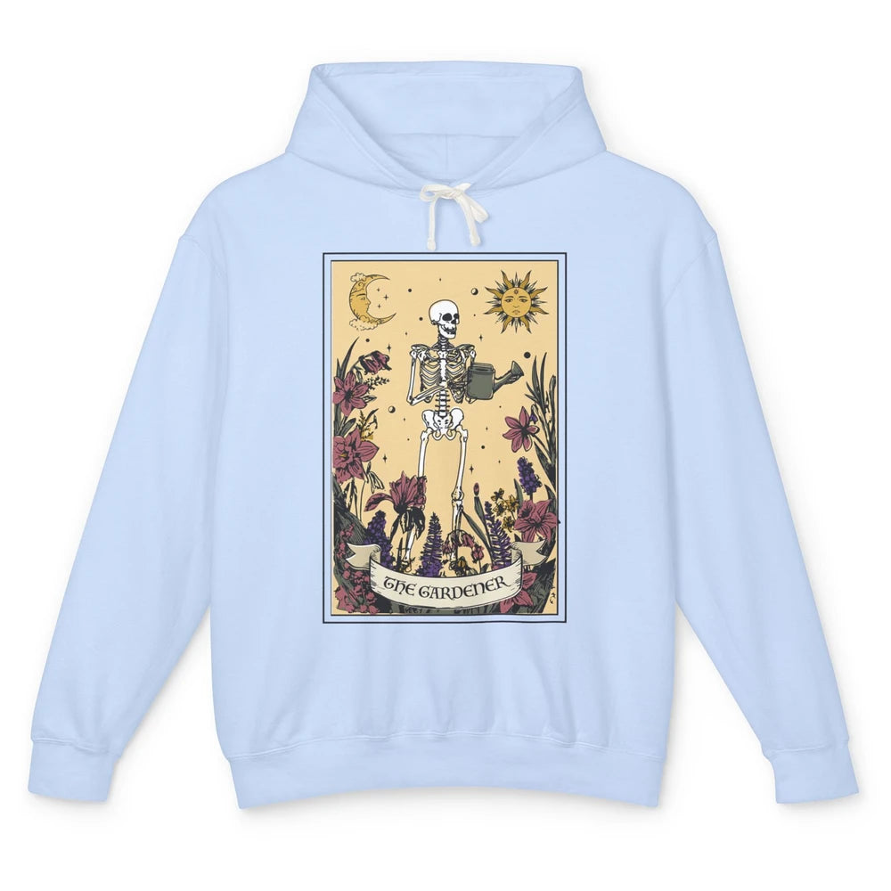 Retro Skeleton The Gardener Tarot Card Plant Lady Halloween Unisex Lightweight Hoodie