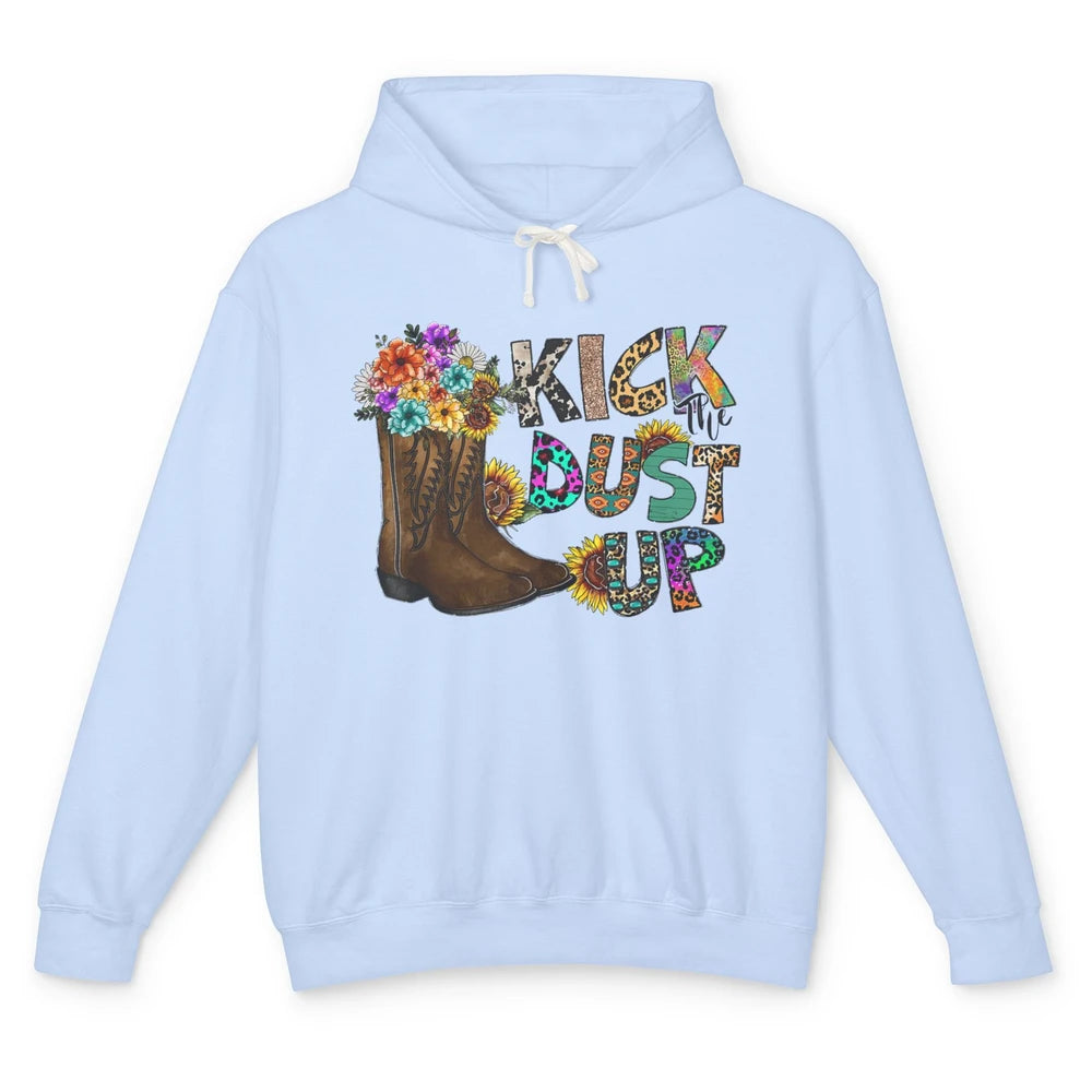 Floral Cowgirl Boots Kick Dust Up Sunflowers Leopard Cowboy Unisex Lightweight Hoodie