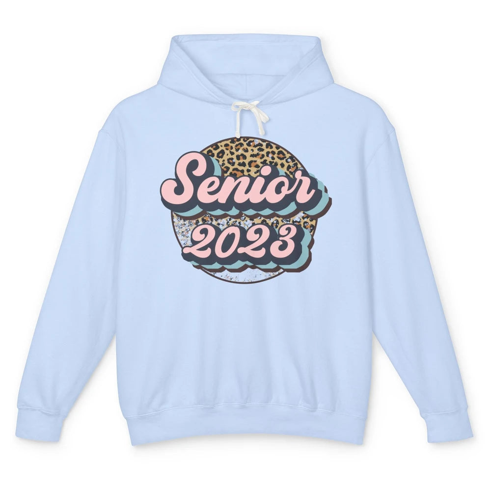 Retro Senior 2023 Leopard Back To School Western Graduation Unisex Lightweight Hoodie