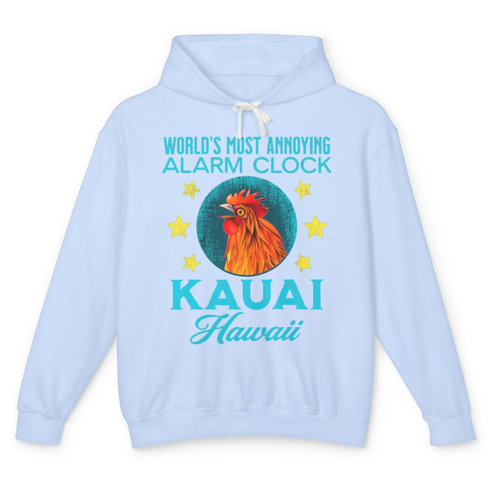 Kauai Hawaii Alarm Clock Chicken Rooster Hawaiian Beach Trip Unisex Lightweight Hoodie