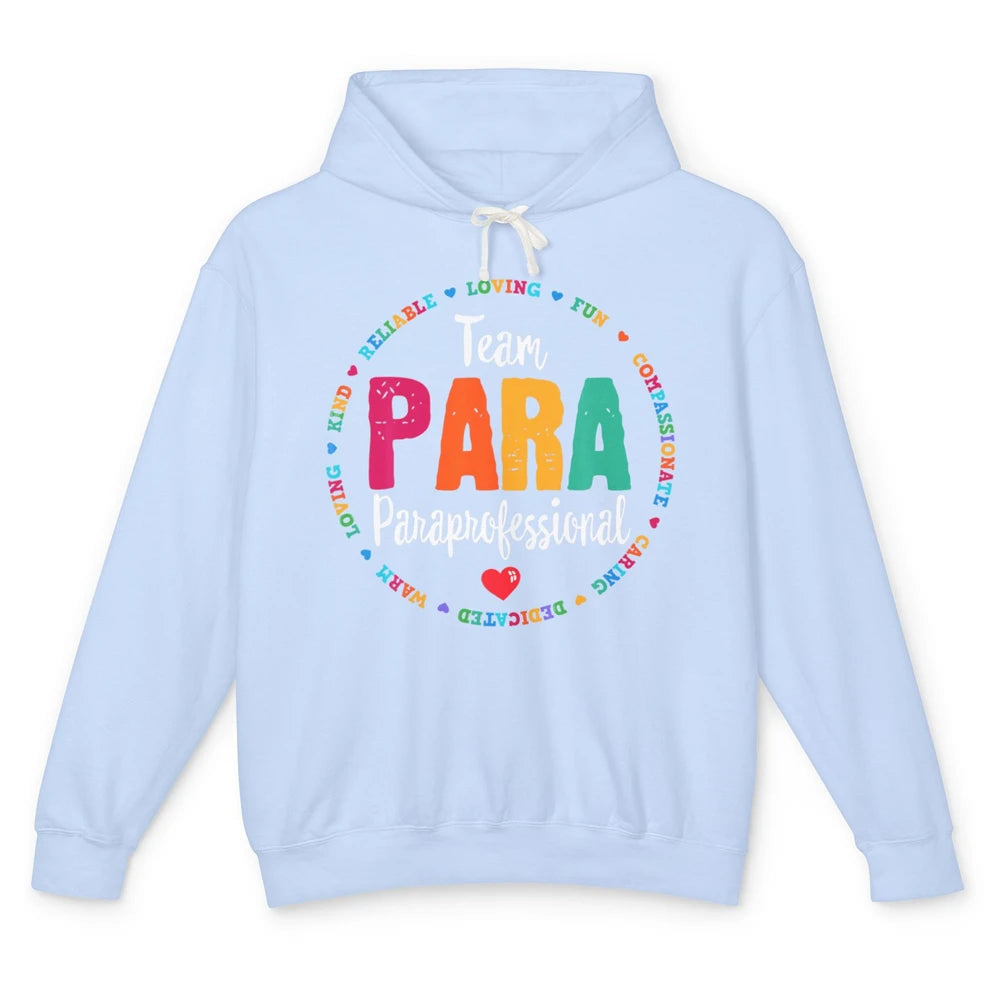 Team Paraprofessional Para Teacher Assistant Education Heart Unisex Lightweight Hoodie