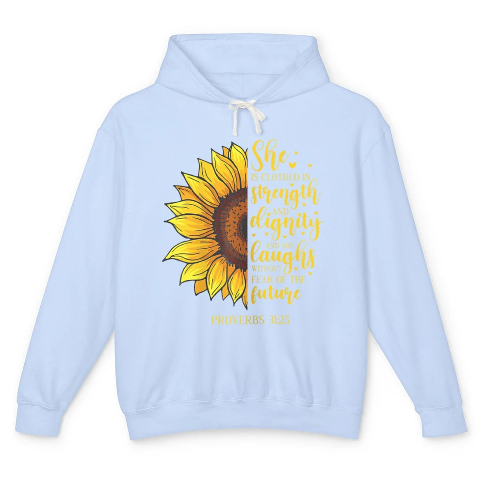 Sunflower Jesus Faith Christian God Bible Verse Religious Unisex Lightweight Hoodie