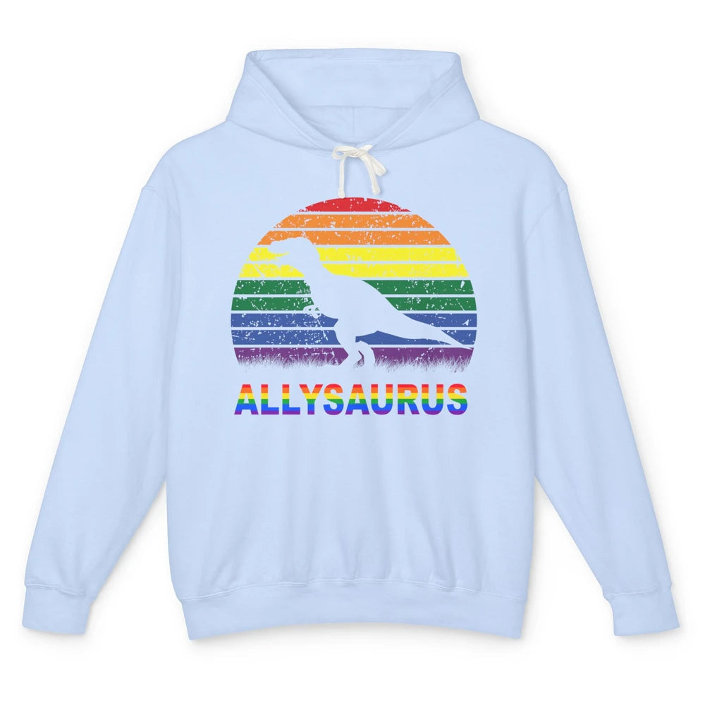 Vintage Allysaurus T-rex Dinosaur LGBT Gay Pride Month Unisex Lightweight Hoodie