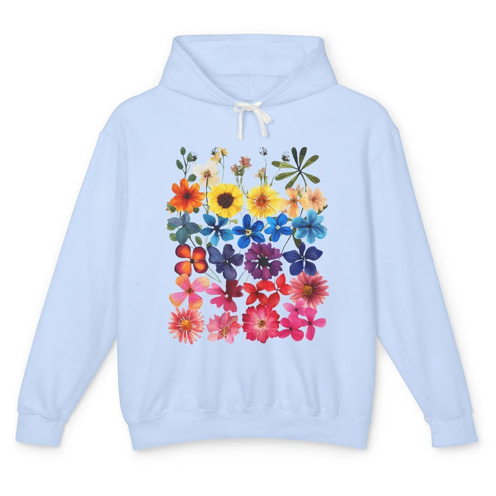 Vintage Pressed Flowers Plant Botanical Garden Wildflower Unisex Lightweight Hoodie