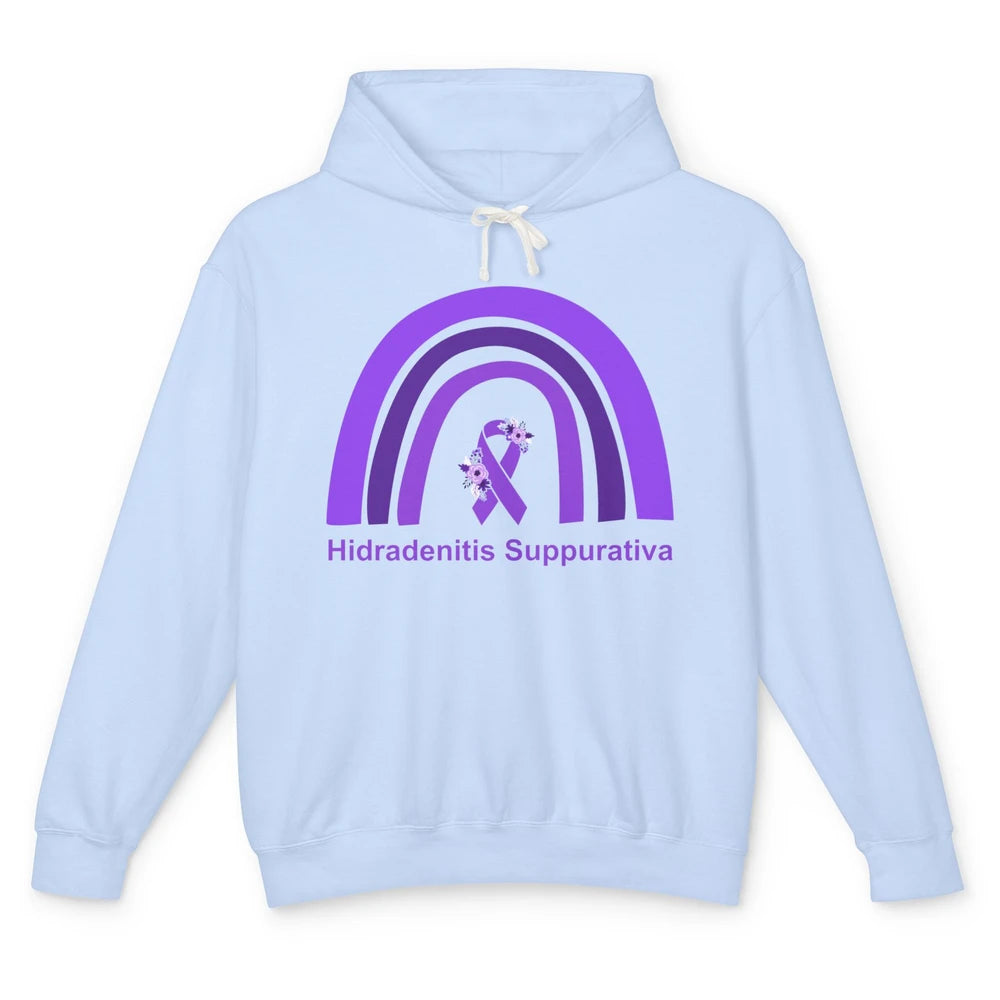 Small Fiber Neuropathy Awareness Floral Purple Rainbow Unisex Lightweight Hoodie