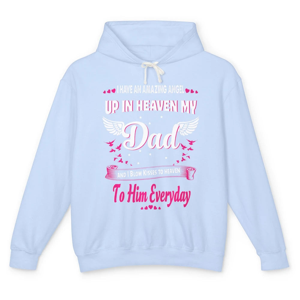 Heaven Beautiful Dad In Heaven Angel Wings Father Guardian Unisex Lightweight Hoodie