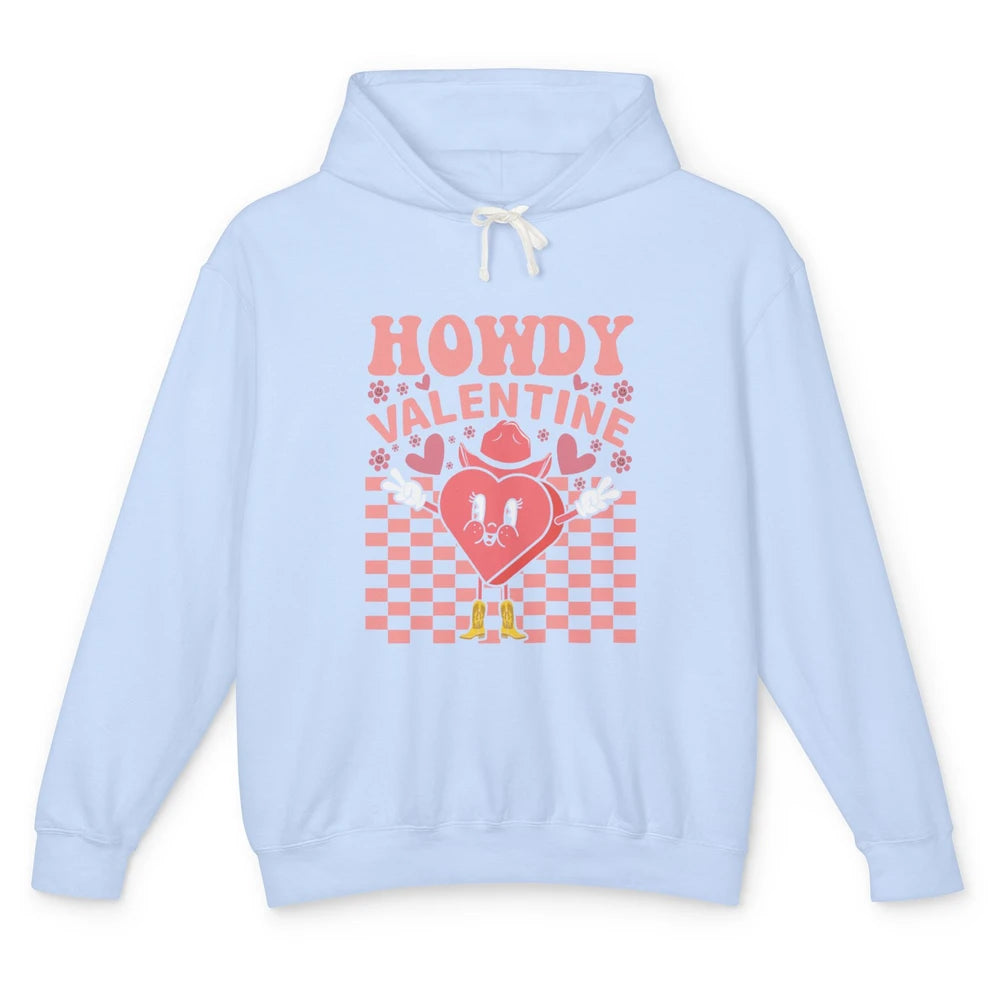 Happy Valentines Day Heart Cowboy Groovy Howdy Valentine Unisex Lightweight Hoodie