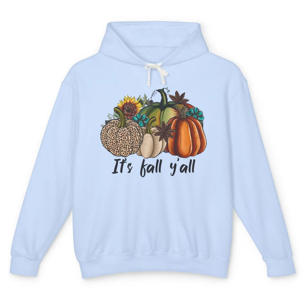 Leopard Pumpkin It's Fall Yall Fall Leaves Western Autumn Unisex Lightweight Hoodie