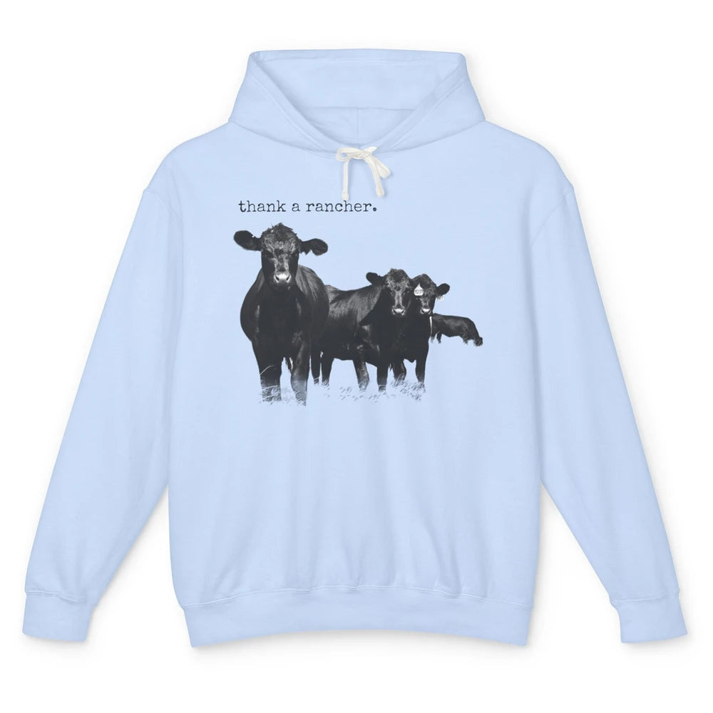 Funny Cow Gang Thank A Rancher Farm Animals Cattles Western Unisex Lightweight Hoodie