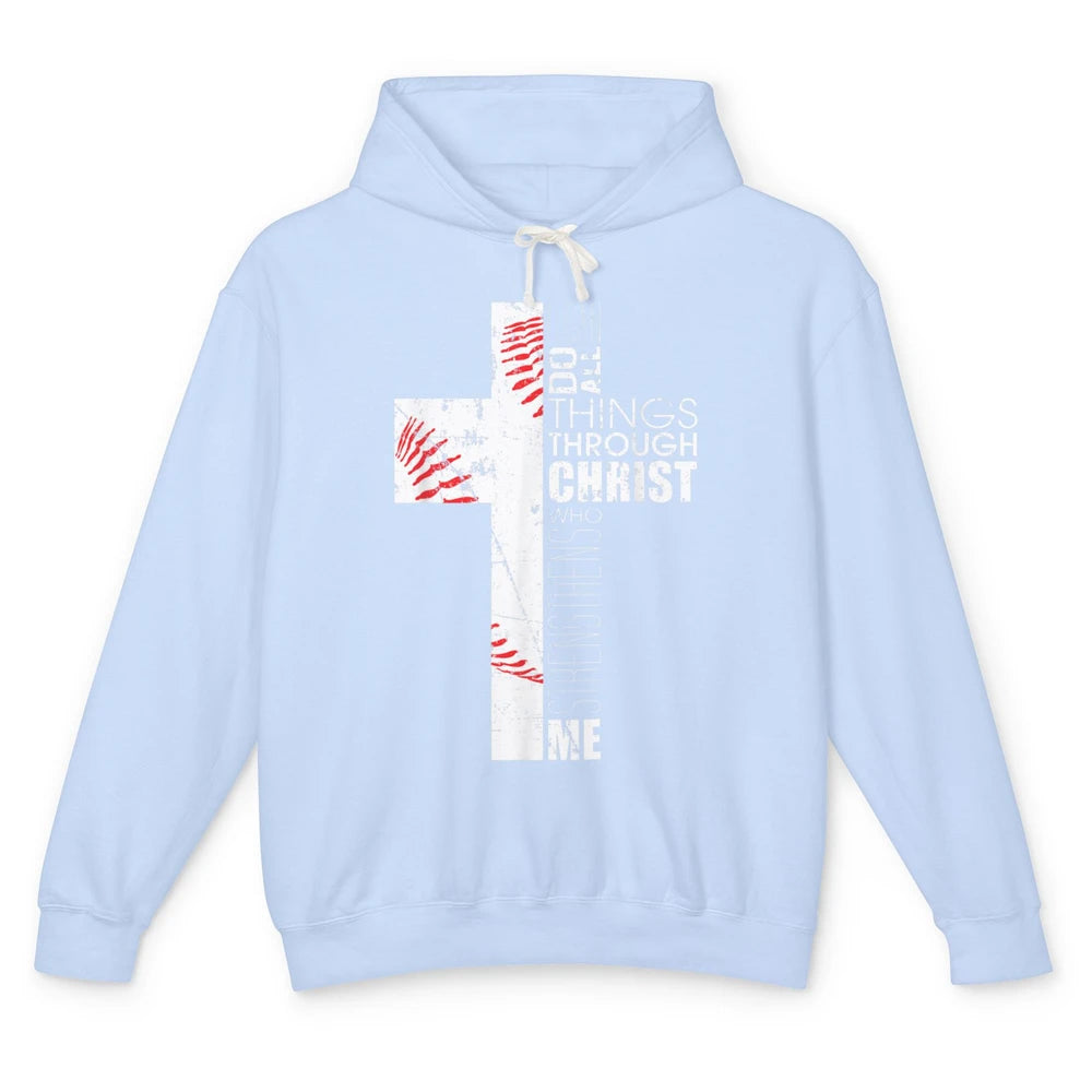 Baseball Christian Cross Bible Verse Softball Sports Day God Unisex Lightweight Hoodie