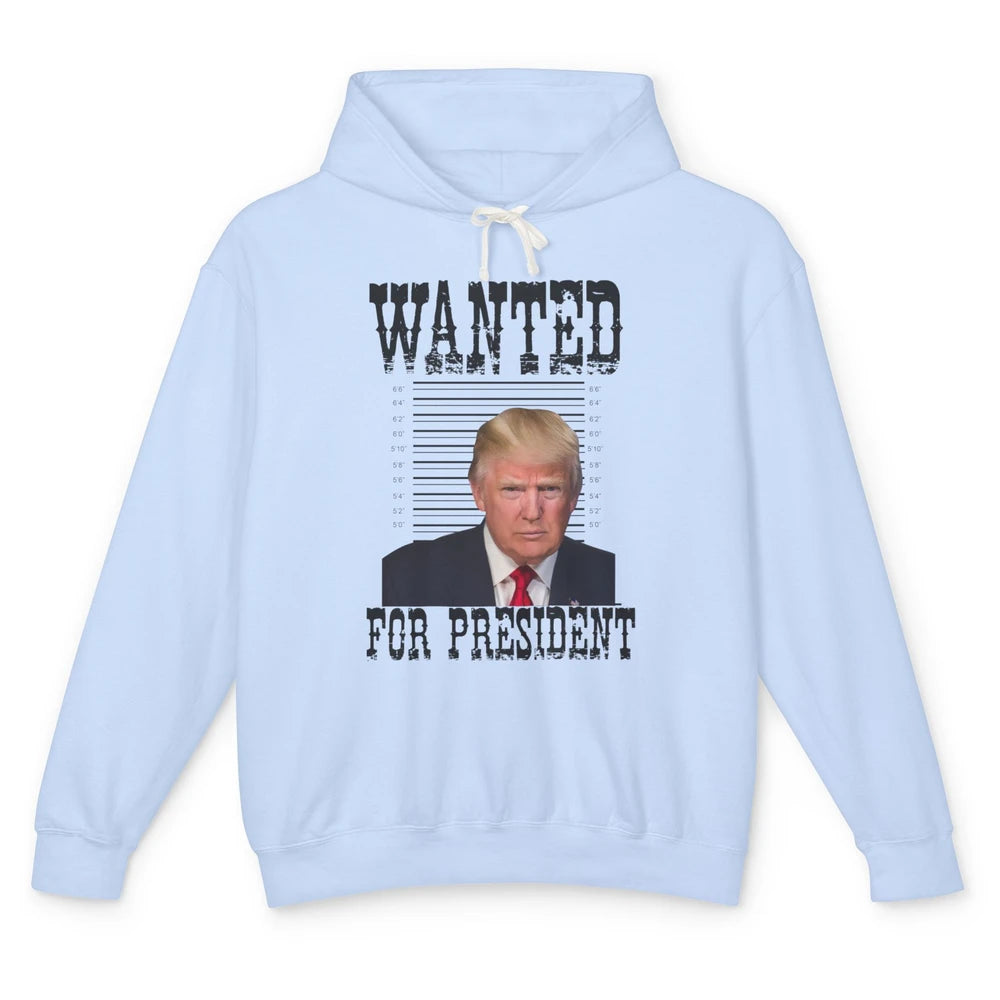 Wanted For President Support Trump 2024 Back Anti Biden Unisex Lightweight Hoodie