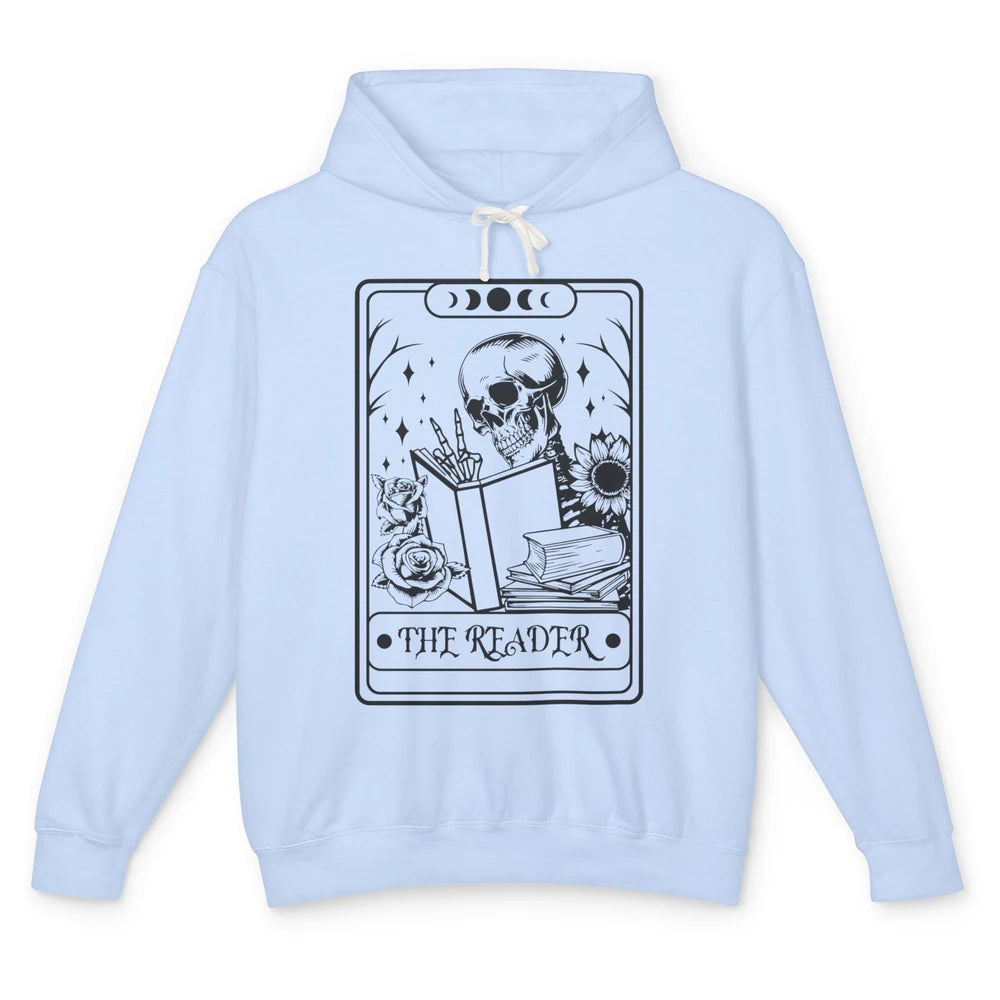 Retro Skeleton The Reader Tarot Card Halloween Romance Book Unisex Lightweight Hoodie