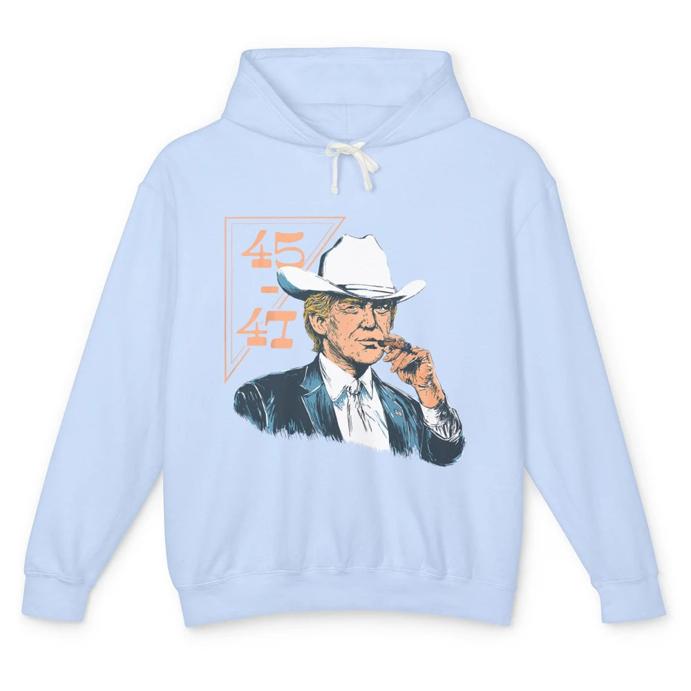 Donald Trump 2024 45 47 Vintage Cowboy Rodeo Western Country Trump Political Unisex Lightweight Hoodie