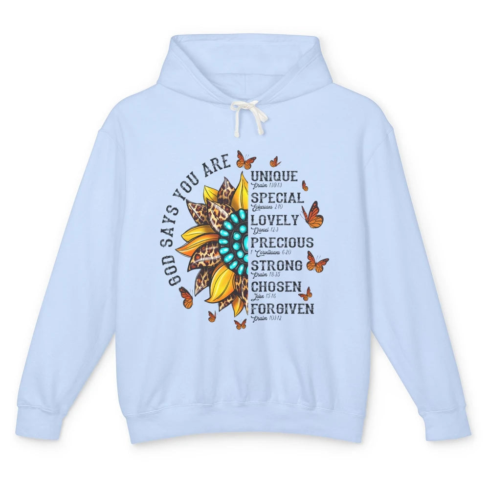 Sunflower Jesus Faith Christian God Bible Verse Religious Unisex Lightweight Hoodie