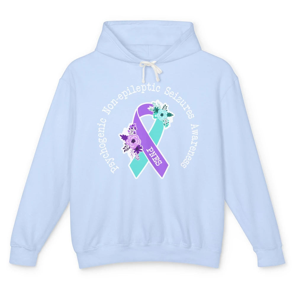 Psychogenic Non-epileptic Seizures PNES Purple Teal Ribbon Unisex Lightweight Hoodie