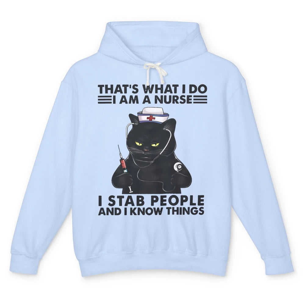 Black Cat That's What I Do I Am A Nurse Funny Nursing Life Unisex Lightweight Hoodie