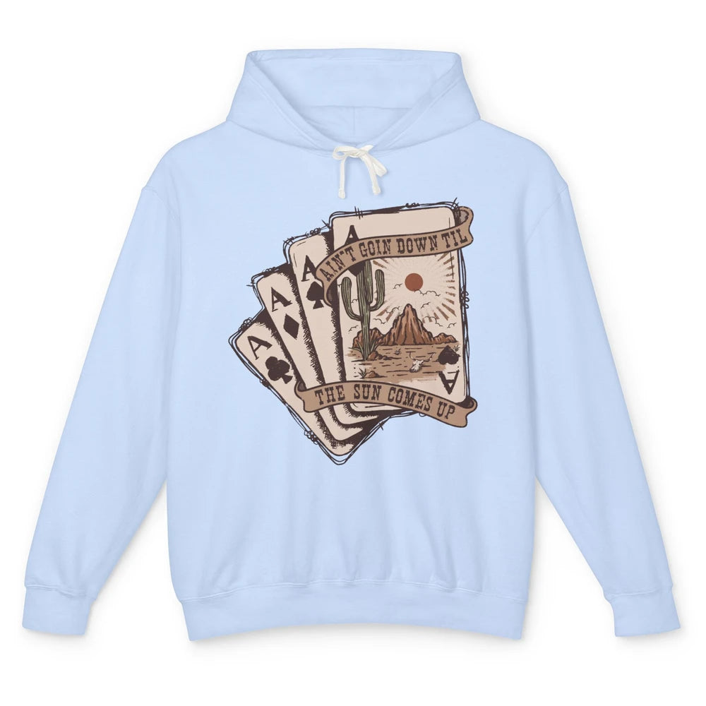 Retro Tarot Cart Desert Ain't Going Down Western Cowboy Unisex Lightweight Hoodie