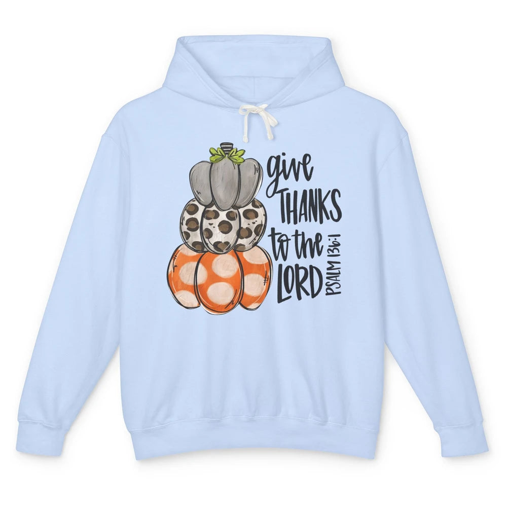 Retro Pumpkin Give Thanks To The Lord Christian Thanksgiving Unisex Lightweight Hoodie