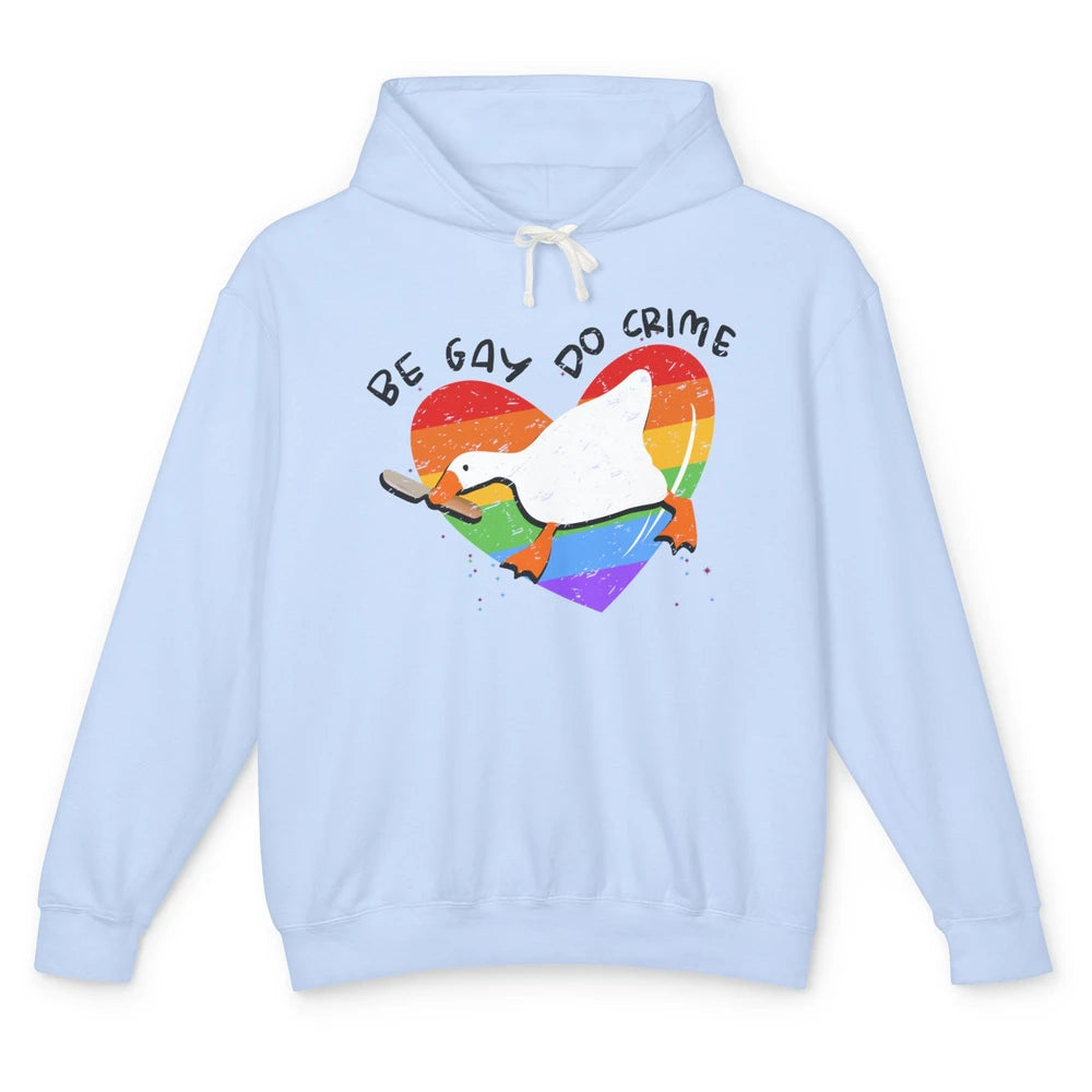 Vintage Duck Rainbow Be Gay Do Crime LGBTQ Community Rights Unisex Lightweight Hoodie