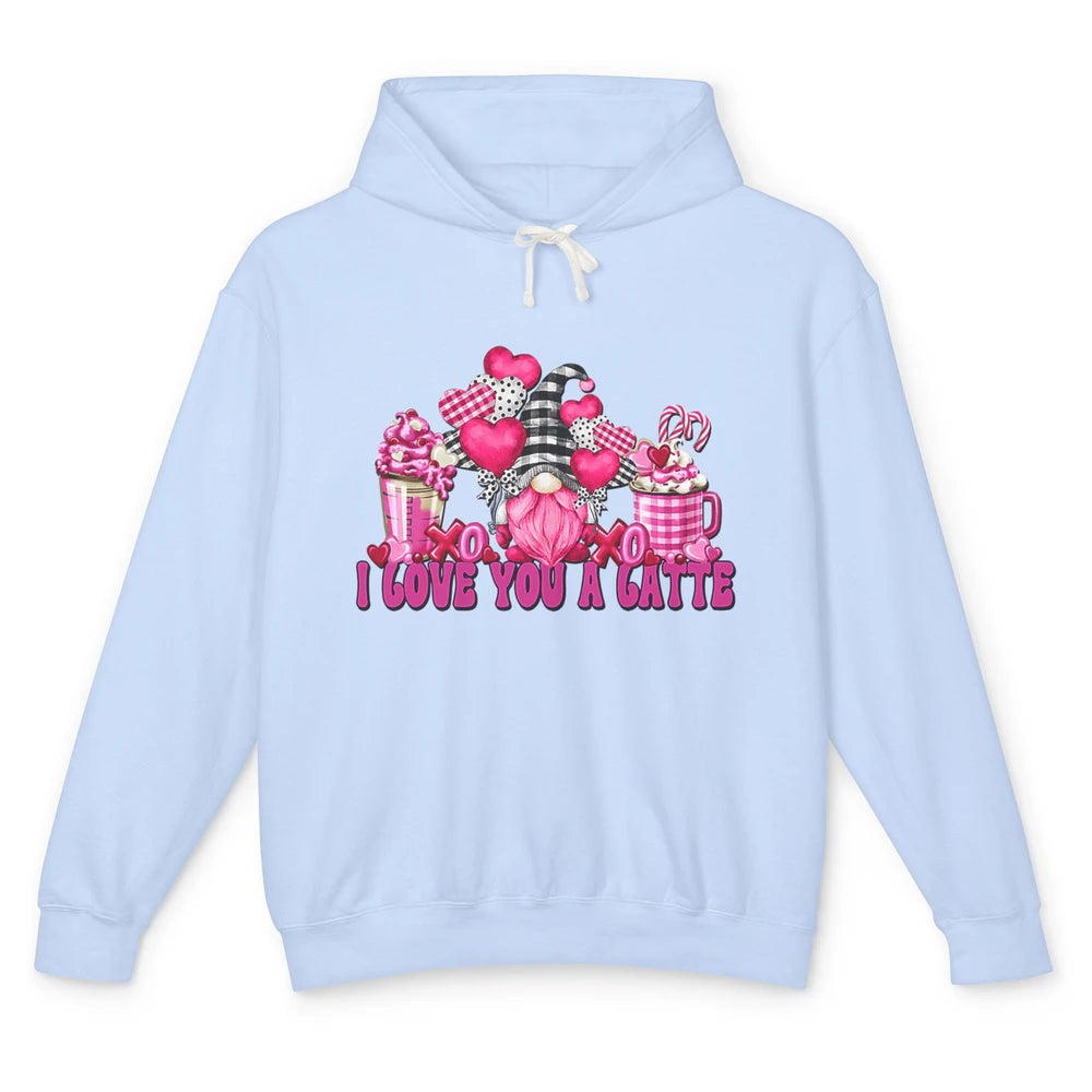 Pink Gnome And Valentines Day Latte Mugs I Love You Coffee Unisex Lightweight Hoodie