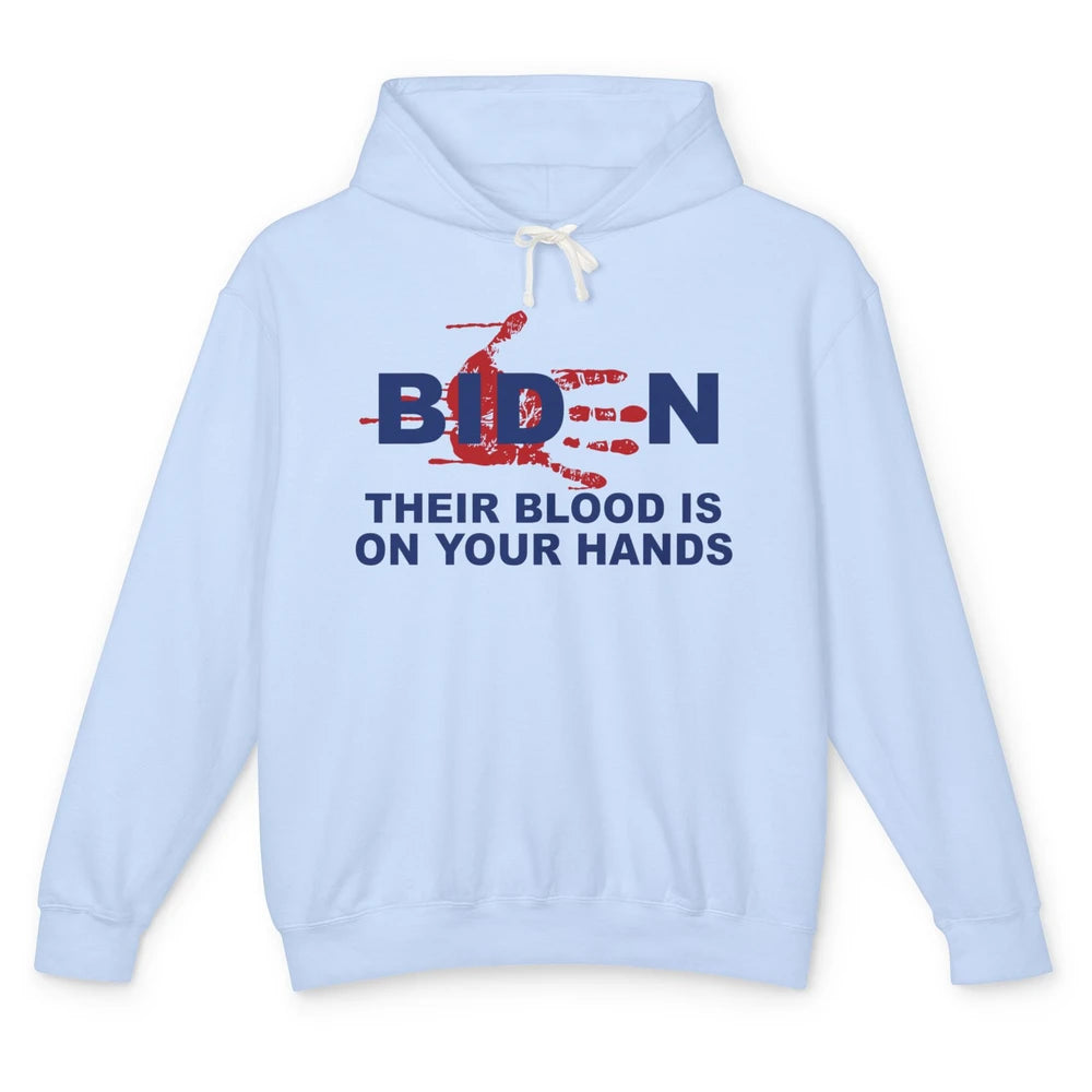 Funny Joe Biden Red Hand Anti Biden Liberal Republican Gift Unisex Lightweight Hoodie