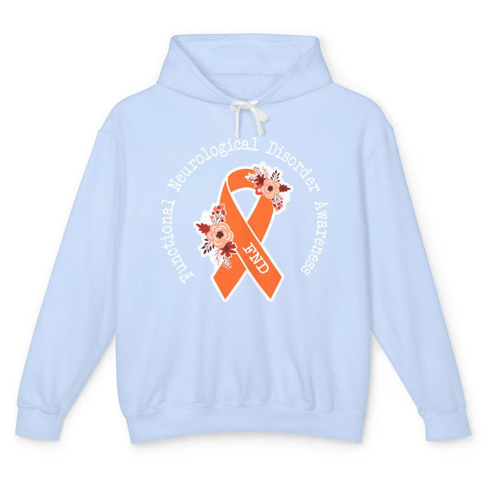 Functional Neurological Disorder Awareness FND Orange Ribbon Unisex Lightweight Hoodie