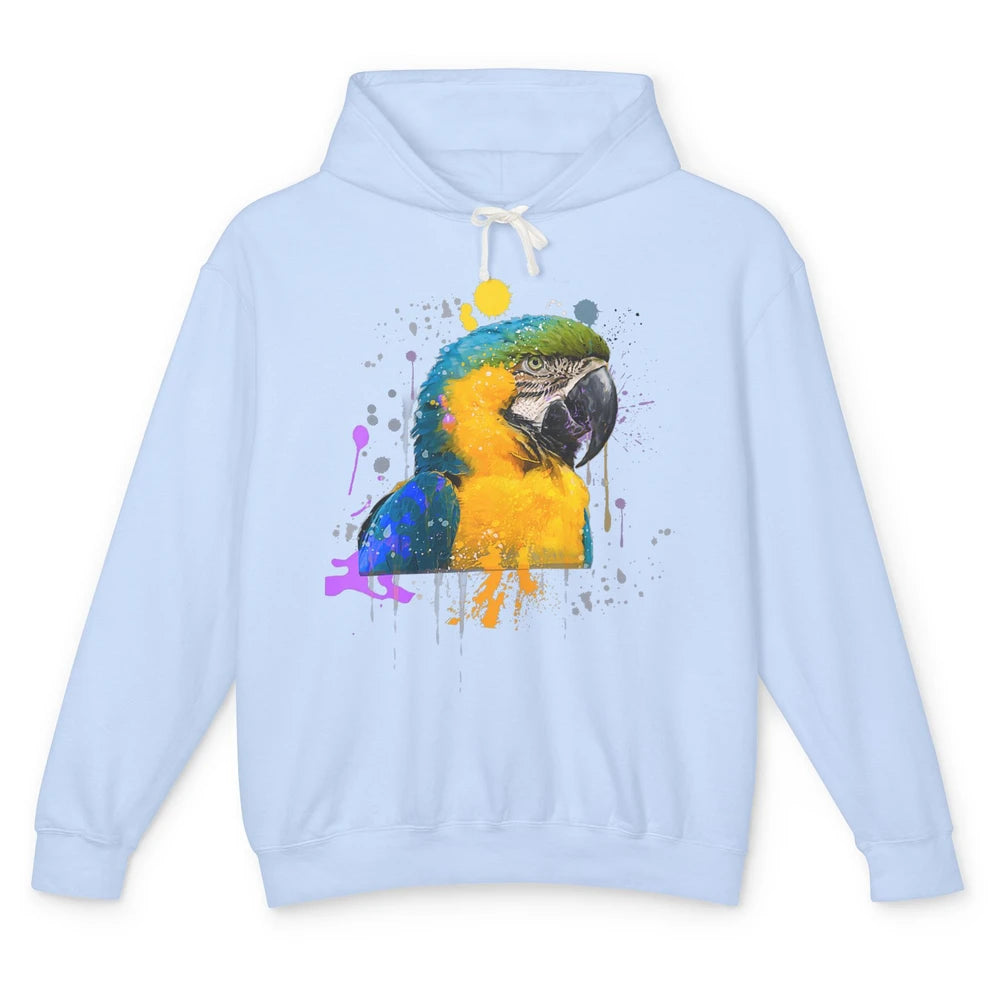 Funny Watercolor Blue And Gold Macaw Parrot Bird Face Flight Unisex Lightweight Hoodie