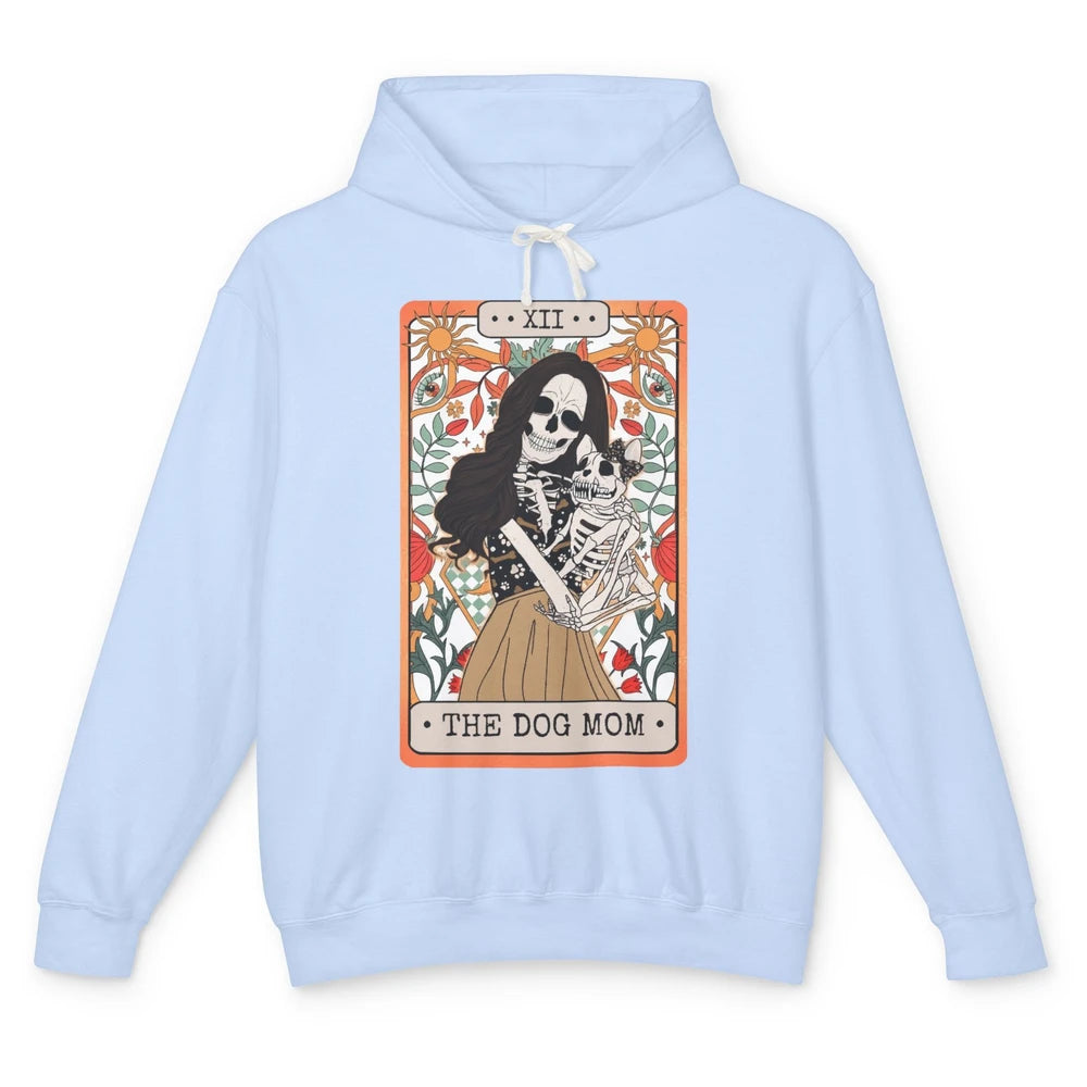 Retro Skeleton Tarot Card The Dog Mom Halloween Dog Lovers Unisex Lightweight Hoodie