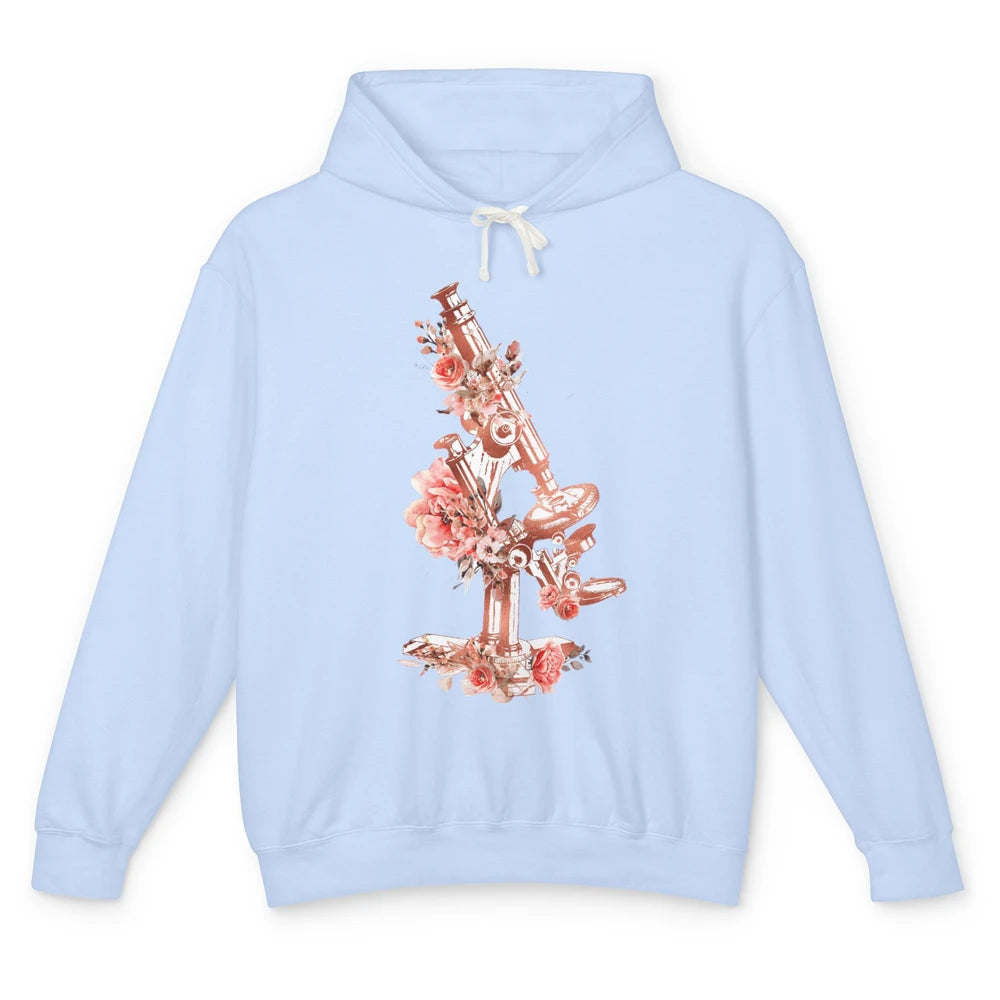 Floral Microscope Medical Laboratory Tools Microbiologist Unisex Lightweight Hoodie