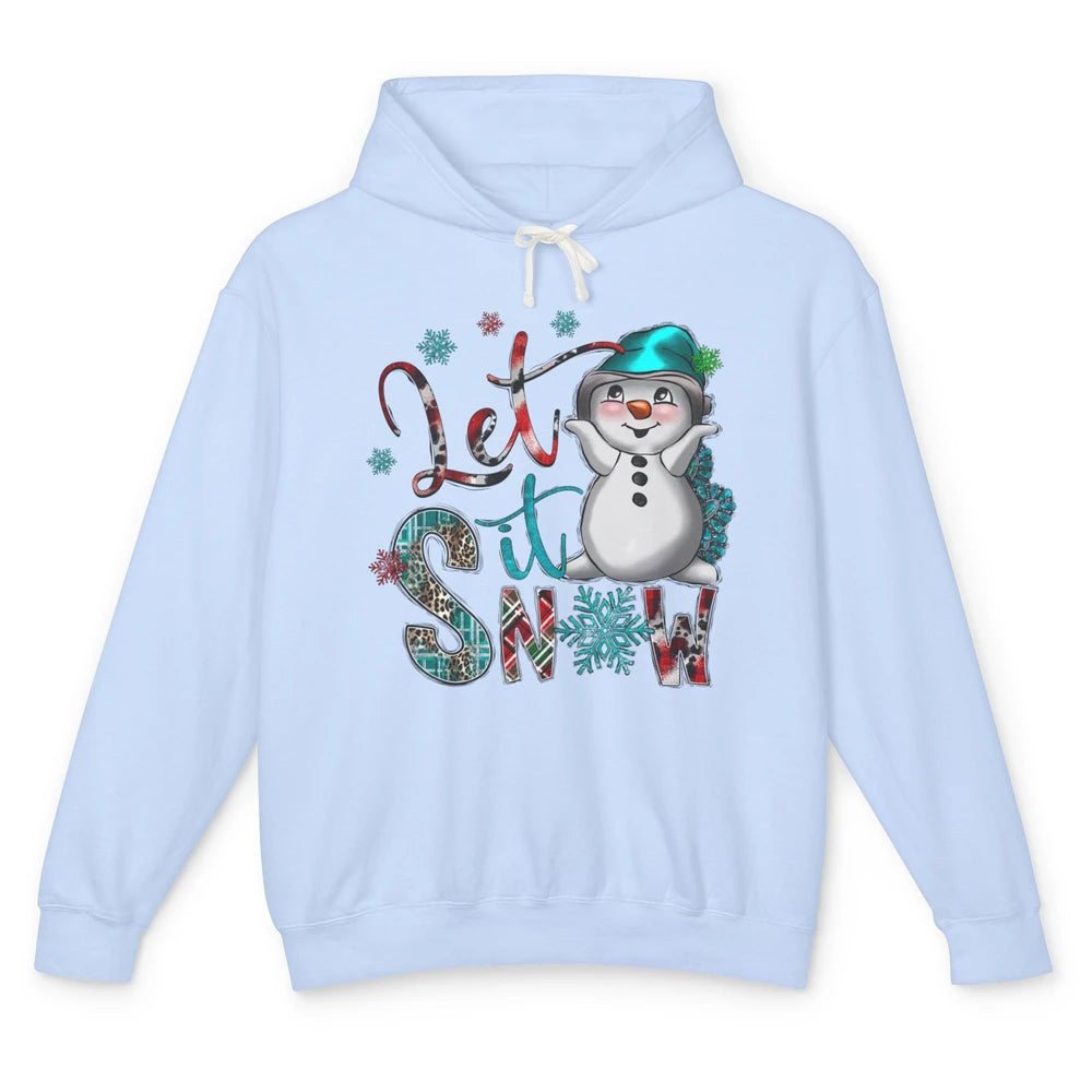 Leopard Snow Man Let It Snow Snowflakes Western Christmas Unisex Lightweight Hoodie